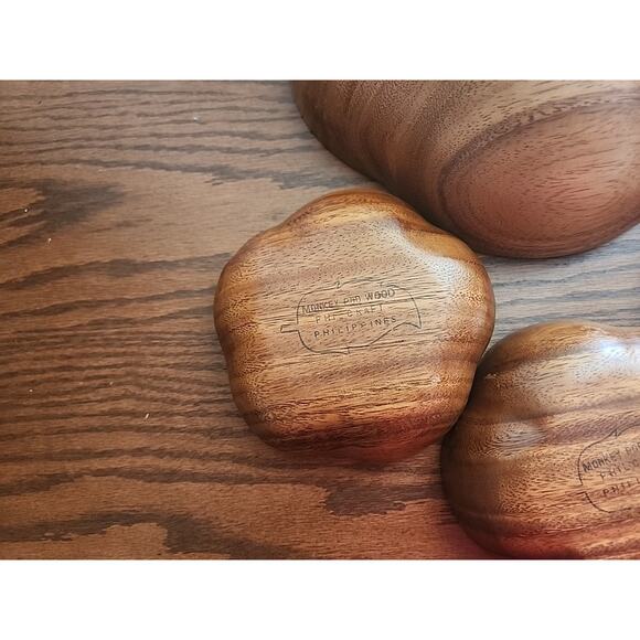 Philart Monkeypod Wood Salad Bowls With4 Serving Bowls - Picture 6 of 9